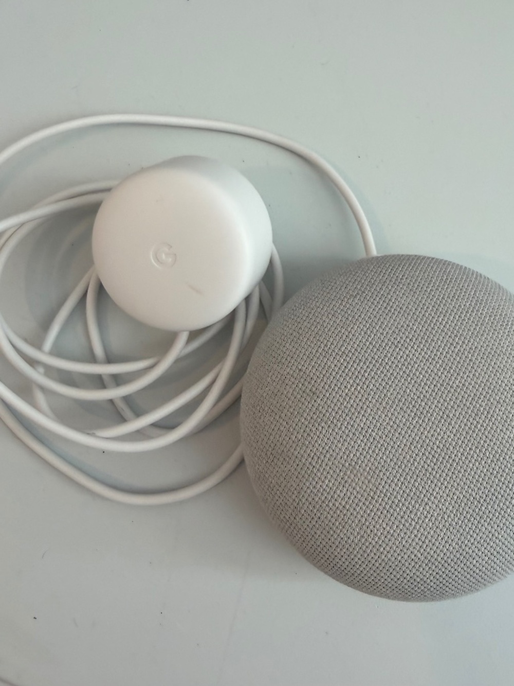 Google Home Mini 1st Gen Chalk Smart Speaker Light Gray